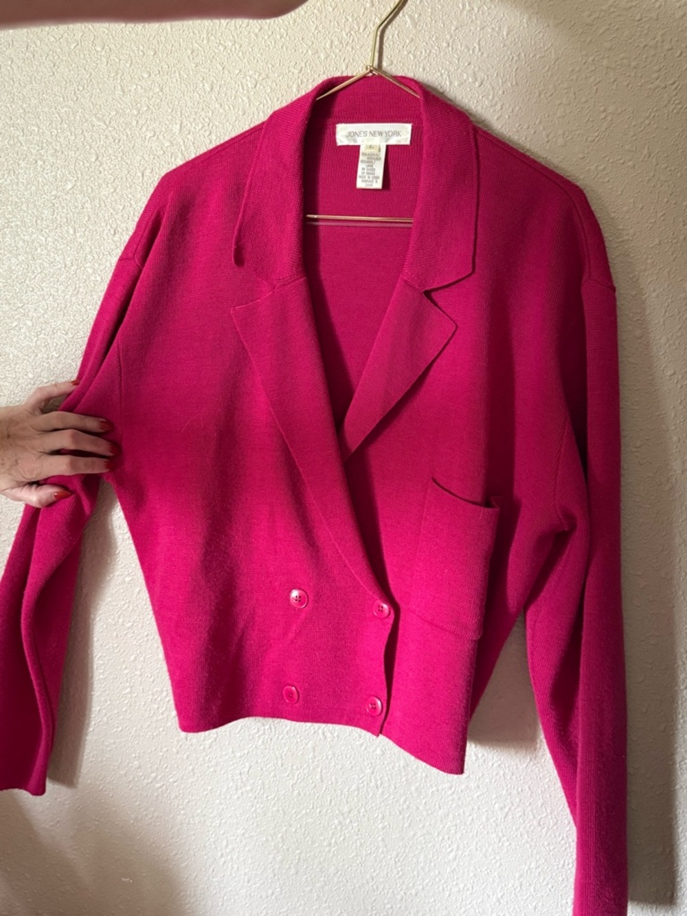 Jones New York Bright Fuchsia Knit Blazer